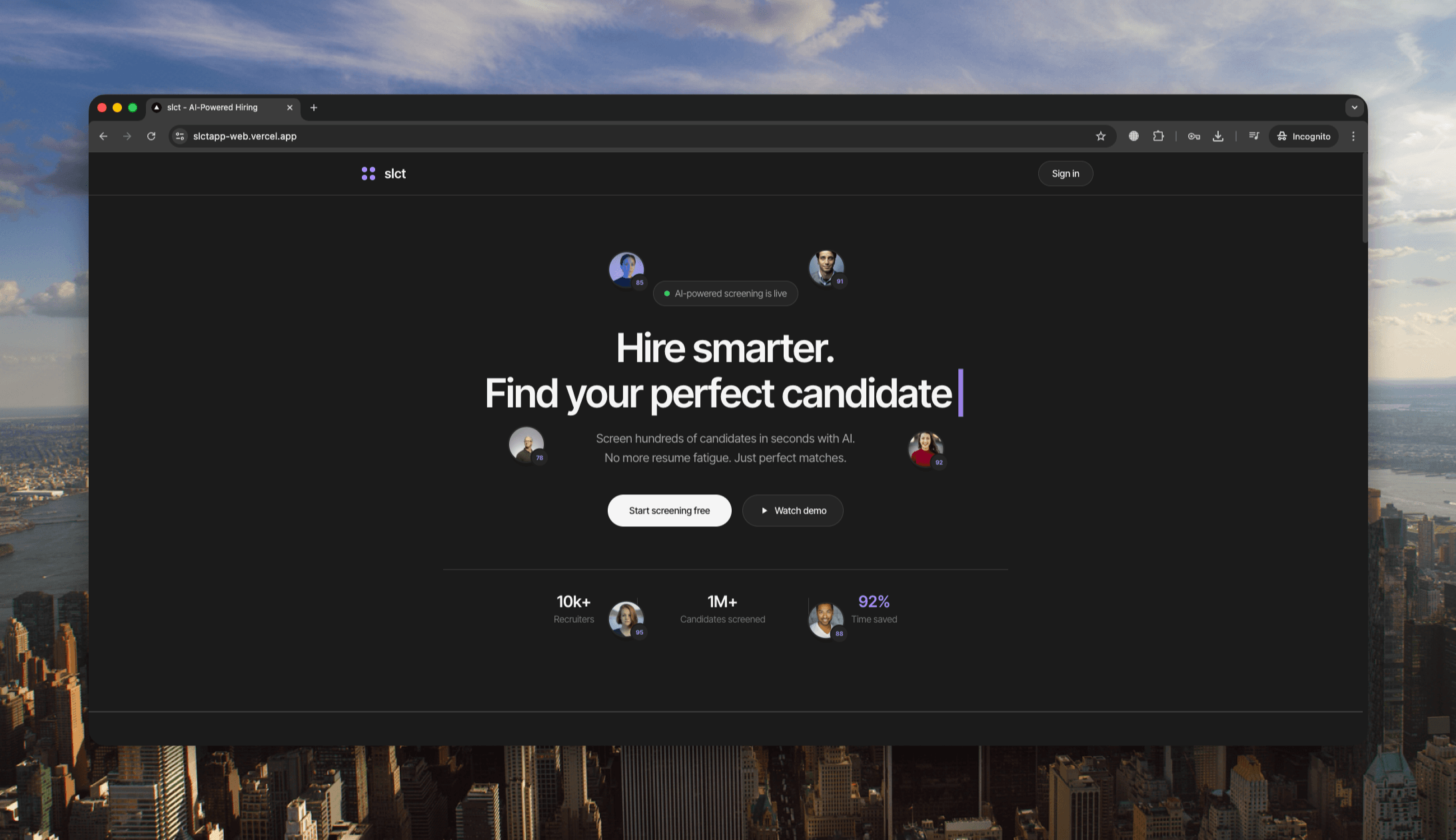 SLCT – Minimal ATS with AI Screening